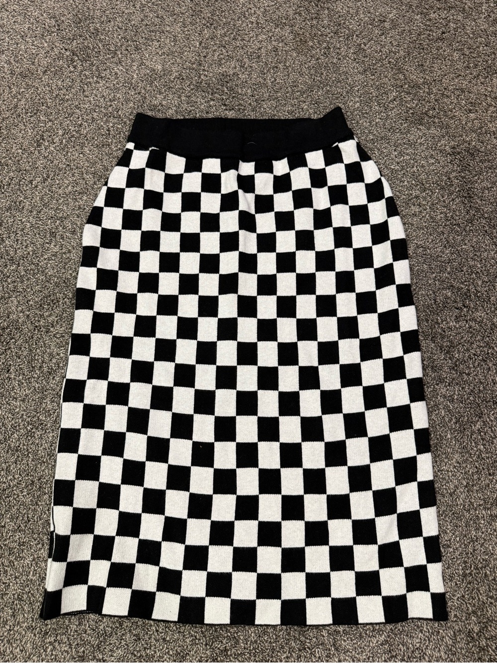 Polagram Black & White Checkerboard Midi Skirt